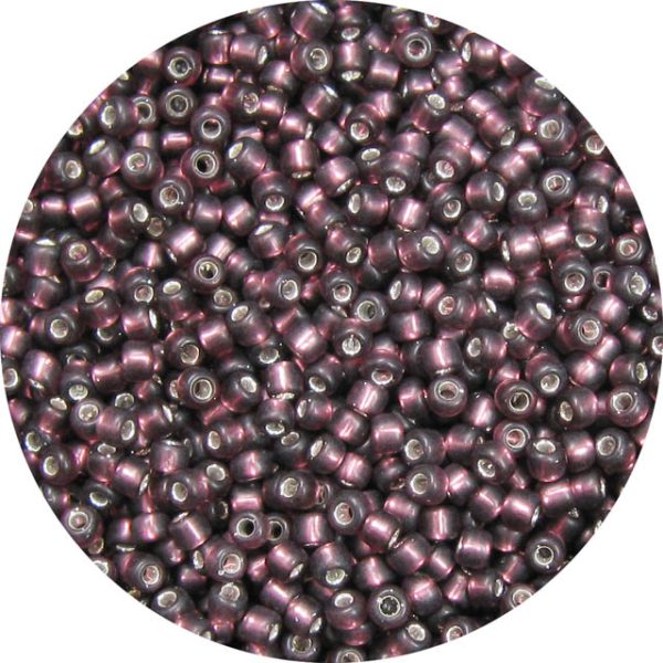 8/0 Japanese Seed Bead, Frosted Silver Lined Dark Amethyst