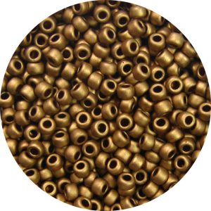 8/0 Japanese Seed Bead, Frosted Metallic Light Bronze