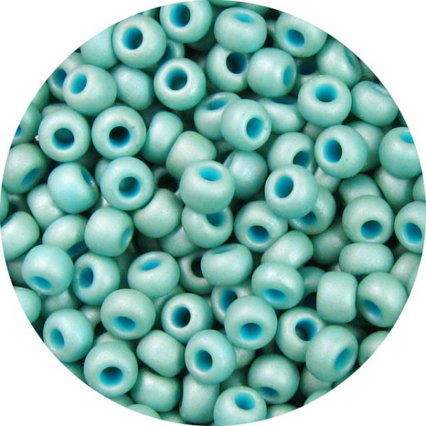 8/0 Japanese Seed Bead, Frosted Metallic Light Green Turquoise