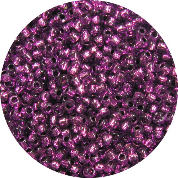 8/0 Japanese Seed Bead, Permanent Silver Lined Fuchsia**