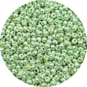 8/0 Japanese Seed Bead, Permanent Galvanized Metallic Lime Green**