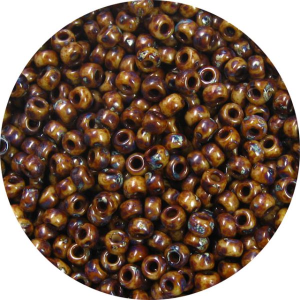 8/0 Japanese Seed Bead, Opaque Brown Picasso