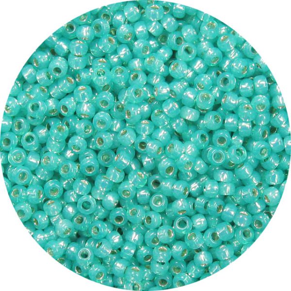 8/0 Japanese Seed Bead, Gold Lined Waxy Teal*