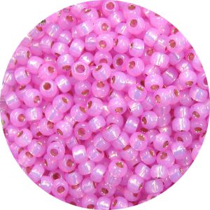 8/0 Japanese Seed Bead, Gold Lined Waxy Hot Pink*