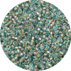 8/0 Japanese Seed Bead, Metallic Copper Lined Aqua Blue Opal AB