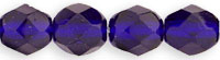 6mm Czech Faceted Round Fire Polish Beads - Cobalt Blue