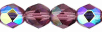6mm Czech Faceted Round Fire Polish Beads - Amethyst AB