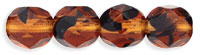 6mm Czech Faceted Round Fire Polish Beads - Light Topaz AB 