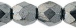 6mm Czech Faceted Round Fire Polish Beads - Gunmetal