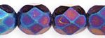 6mm Czech Faceted Round Fire Polish Beads - Blue Iris