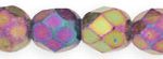 6mm Czech Faceted Round Fire Polish Beads - Purple Iris