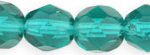 6mm Czech Faceted Round Fire Polish Beads - Emerald Green