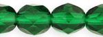 6mm Czech Faceted Round Fire Polish Beads - Kelly Green