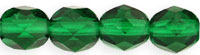 6mm Czech Faceted Round Fire Polish Beads - Kelly Green