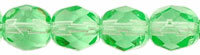 6mm Czech Faceted Round Fire Polish Beads - Peridot Green