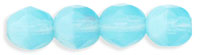 6mm Czech Faceted Round Fire Polish Beads - Aqua Blue Opal