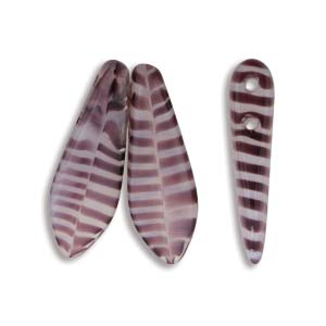 5x16mm Two-Hole Dagger Beads, Amethyst/White Zebra