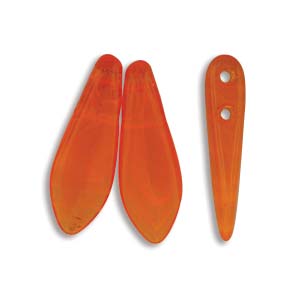 5x16mm Two-Hole Dagger Beads, Hyacinth (Orange) Opal