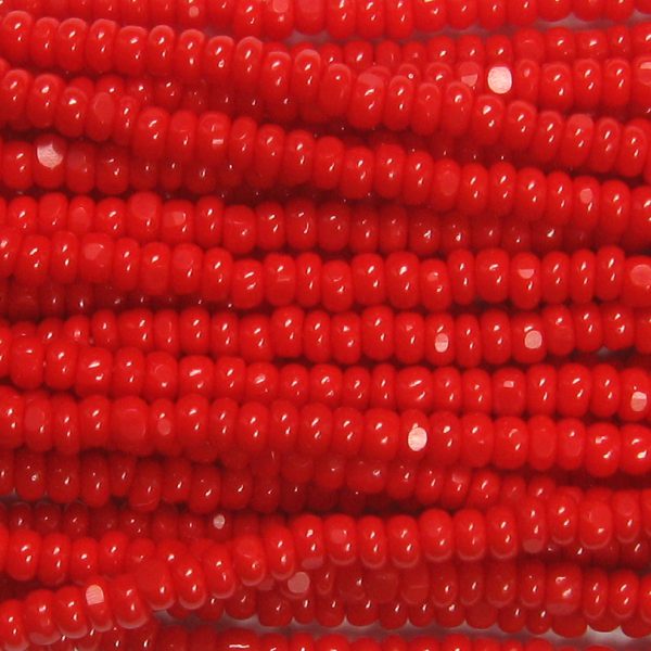 13/0 Czech Charlotte Cut Seed Bead, Opaque Chinese Red