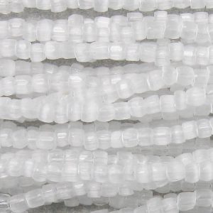 9/0 Czech Three Cut Seed Bead, White Satin