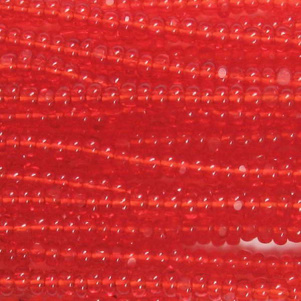 13/0 Czech Charlotte Cut Seed Bead, Transparent Light Ruby