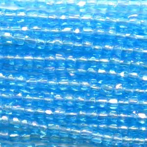 9/0 Czech Three Cut Seed Bead, Transparent Light Aqua Luster