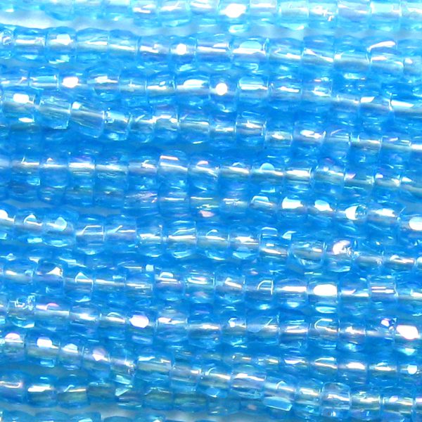 9/0 Czech Three Cut Seed Bead, Transparent Light Aqua Luster