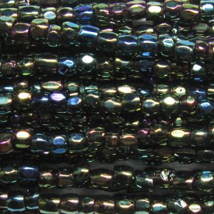 9/0 Czech Three Cut Seed Bead, Green Iris