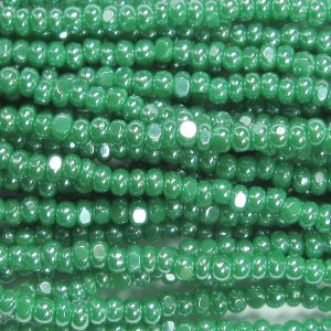 8/0 Czech Charlotte/True Cut Seed Bead, Opaque Green Luster