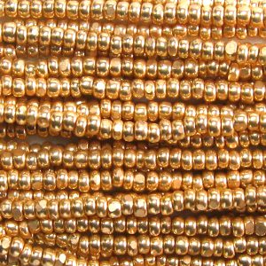 13/0 Czech Charlotte Cut Seed Bead, Galvanized Metallic Gold