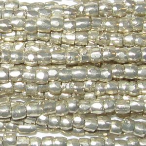 9/0 Czech Three Cut Seed Bead, Metallic Galvanized Silver