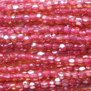 9/0 Czech Three Cut Seed Bead, Pink Lined Topaz