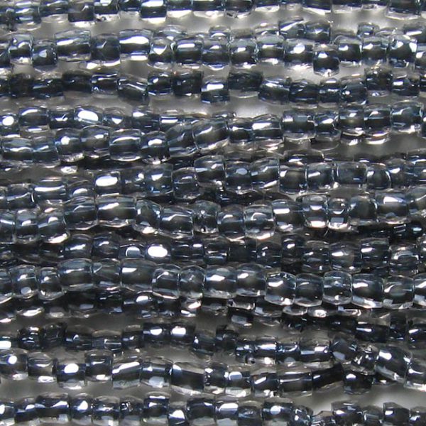 9/0 Czech Three Cut Seed Bead, Black Lined Crystal