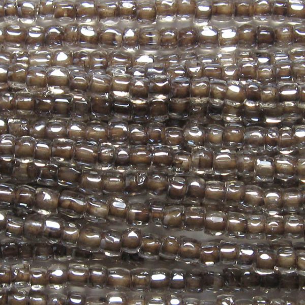 9/0 Czech Three Cut Seed Bead, Dark Beige Lined Crystal