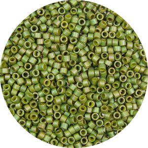 DB0372 - 11/0 Miyuki Delica Beads, Frosted Opaque Olive Green AB