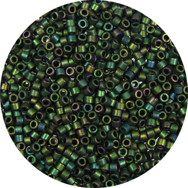 DB0327 - 11/0 Miyuki Delica Beads, Frosted Metallic Hunter Green Iris