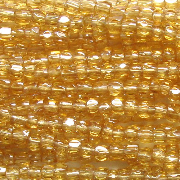 9/0 Czech Three Cut Seed Bead, Transparent Topaz Luster