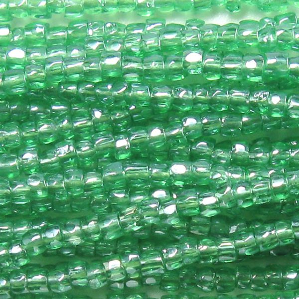 9/0 Czech Three Cut Seed Bead, Transparent Peridot Luster