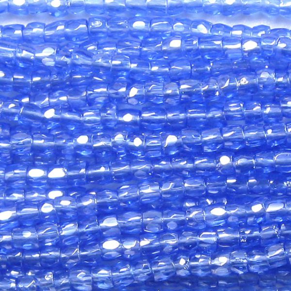 9/0 Czech Three Cut Seed Bead, Transparent Sapphire Blue Luster