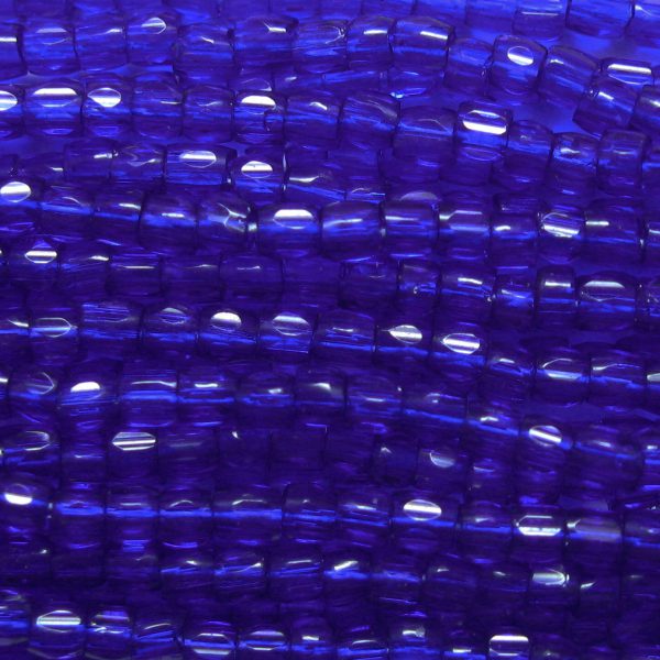 9/0 Czech Three Cut Seed Bead, Transparent Cobalt Blue