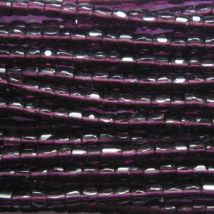 9/0 Czech Three Cut Seed Bead, Transparent Dark Amethyst