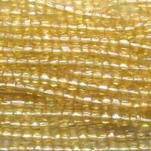 9/0 Czech Three Cut Seed Bead, Transparent Light Topaz AB