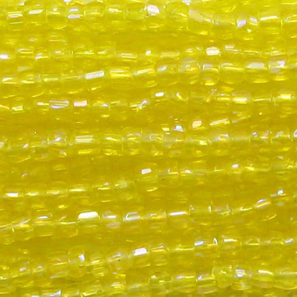 9/0 Czech Three Cut Seed Bead, Transparent Citrine AB