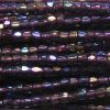 9/0 Czech Three Cut Seed Bead, Transparent Dark Amethyst AB