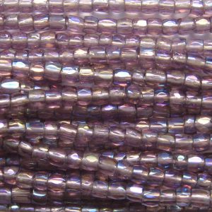 9/0 Czech Three Cut Seed Bead, Transparent Light Amethyst AB