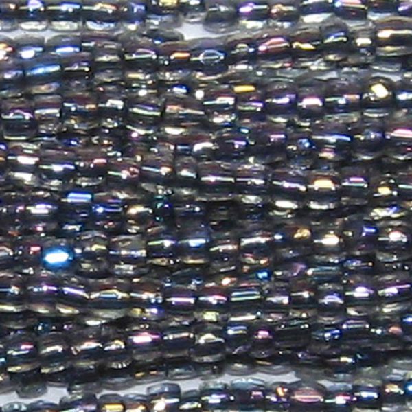 9/0 Czech Three Cut Seed Bead, Black Lined Crystal AB