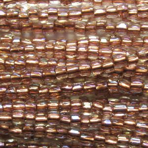 9/0 Czech Three Cut Seed Bead, Copper Lined Crystal AB