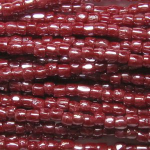 9/0 Czech Three Cut Seed Bead, Opaque Dark Red Luster