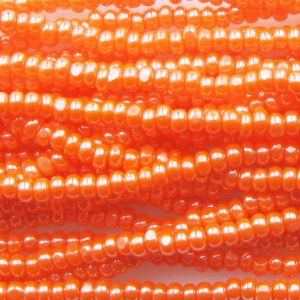 13/0 Czech Charlotte Cut Seed Bead, Opaque Luster Dark Orange