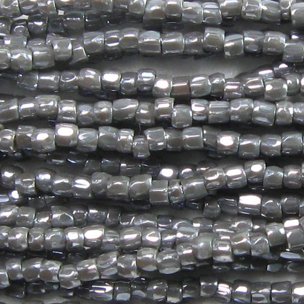 9/0 Czech Three Cut Seed Bead, Opaque Grey Luster